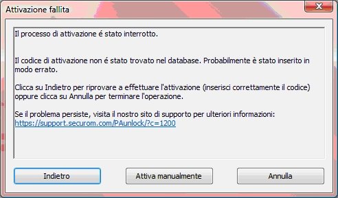 attivazione fallita
